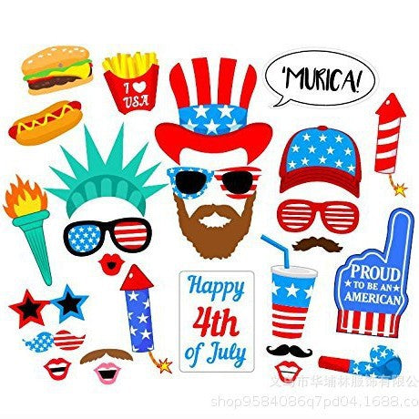 Unisex nan Photo Box Accessory Set for Independence Day Party Props Bowlift