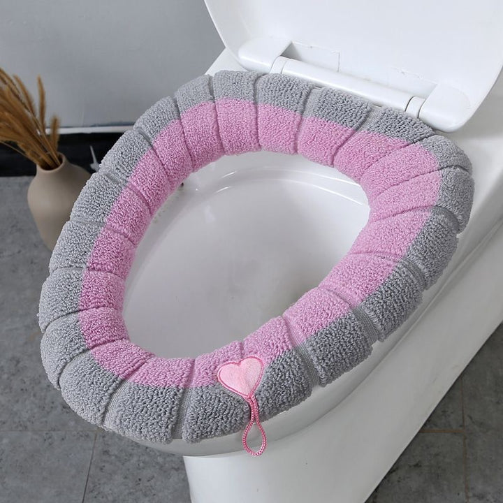 Chenille Plush Contoured Toilet Seat Cushion with Elastic Non-Slip Fit Bowlift