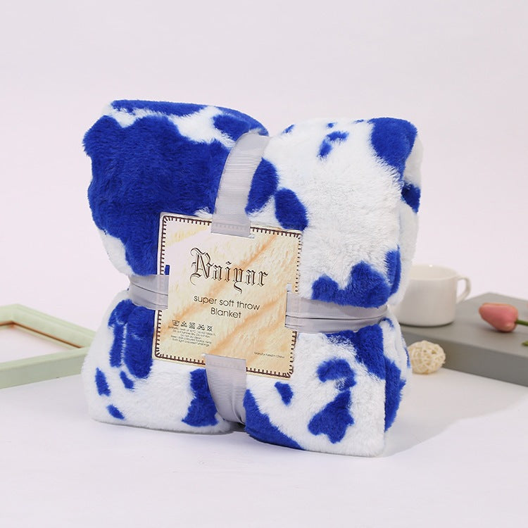 Ultra-Soft Cow Print Fleece Throw Blanket