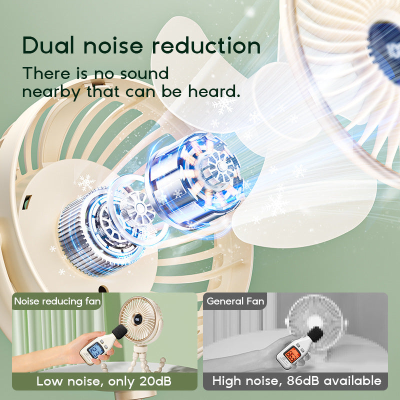 Unisex portable rechargeable clip fan with digital display, flexible clamp and multi-stage speed control Bowlift