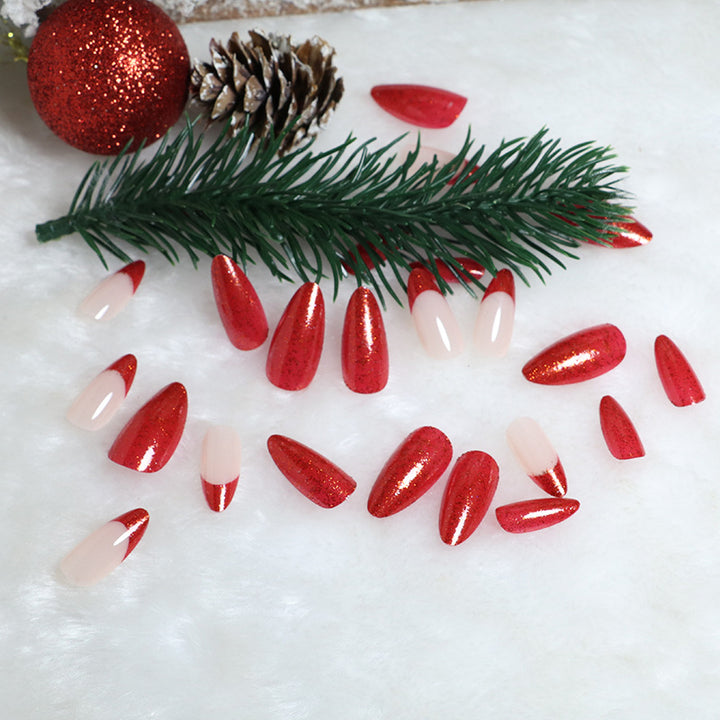 Glittery Stiletto Press-On Nail Tips Bowlift