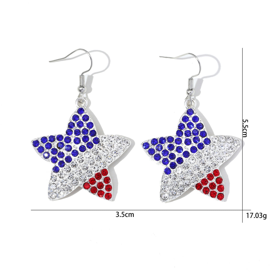 Women's star-shaped enamel earrings with USA flag motif and gold-plated fish Bowlift