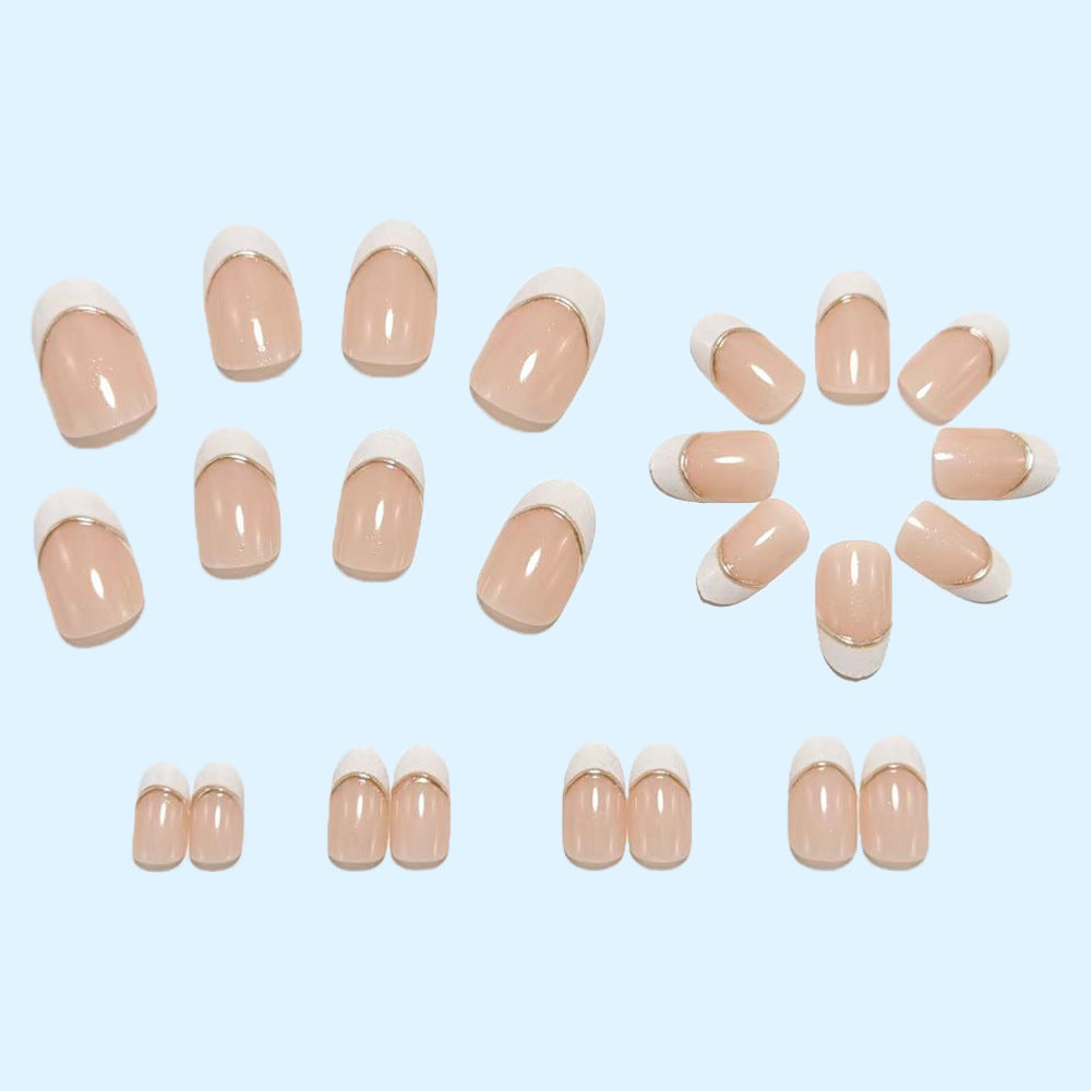 Elegant artificial nails with white French tip and glossy finish Bowlift