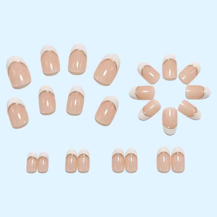 Artificial nails in modern French-tip design Bowlift