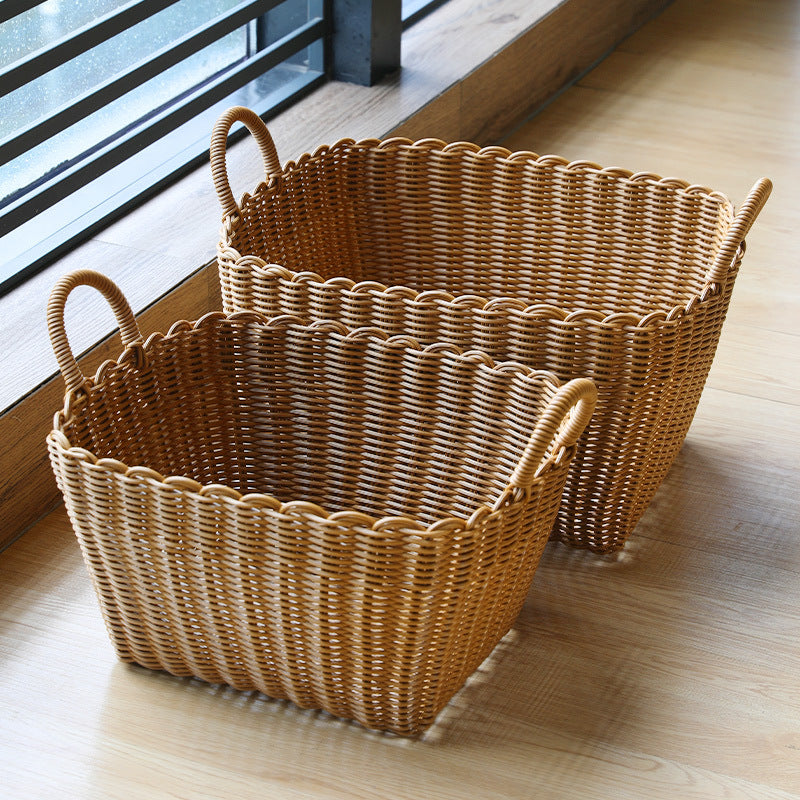 Handwoven Storage Basket with Handles Bowlift