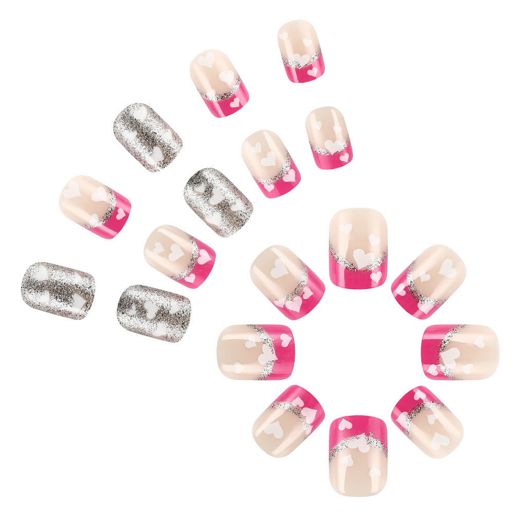 Heart-Embellished Gel Nail Set Bowlift