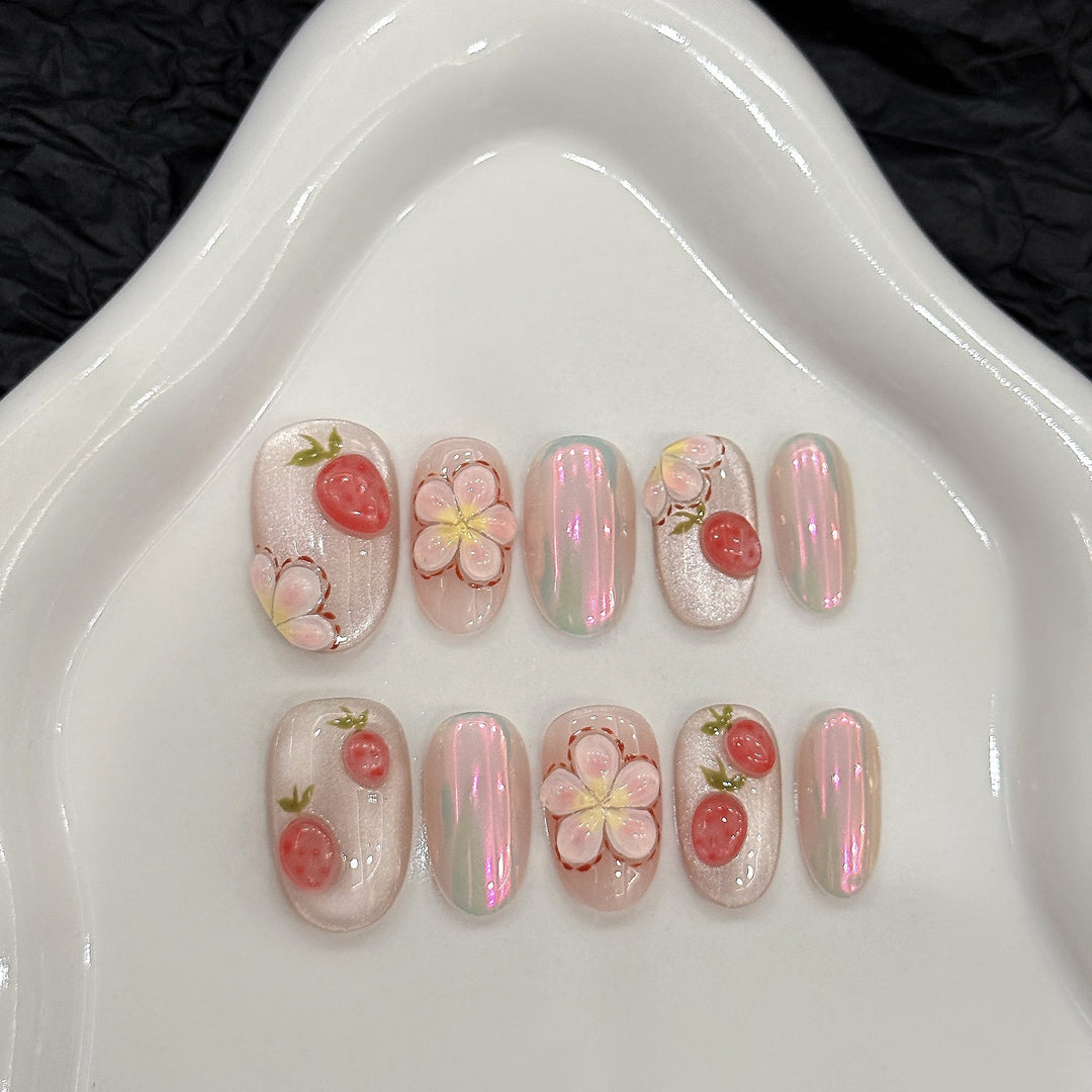 Artistic Press-On Nail Set Bowlift