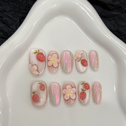 Artistic Press-On Nail Set Bowlift
