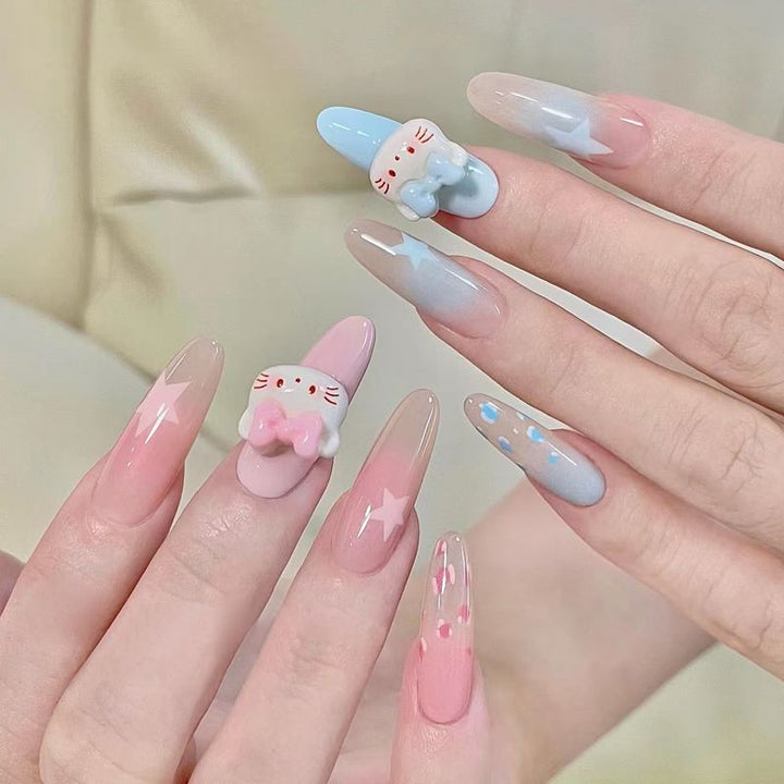 Stylish Press-On Nail Set with Artistic Leopard Design Bowlift