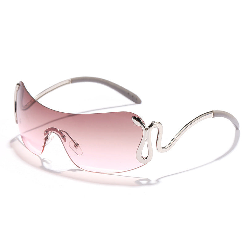 Women's fashionable futuristic sunglasses with curved frame Bowlift