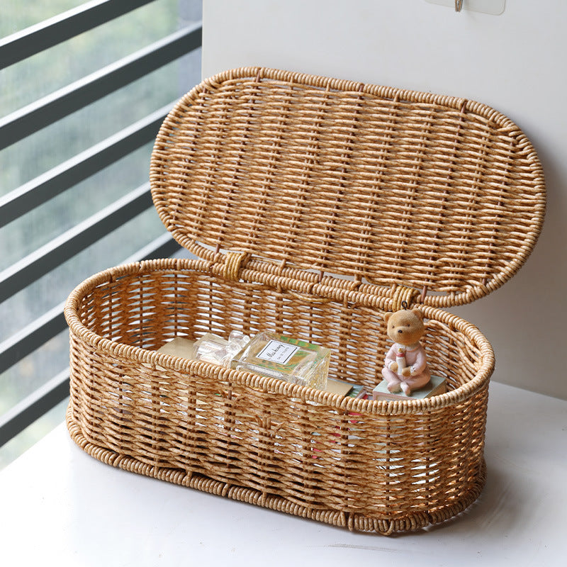 Unisex Oval Storage Basket with Handwoven Structure Bowlift
