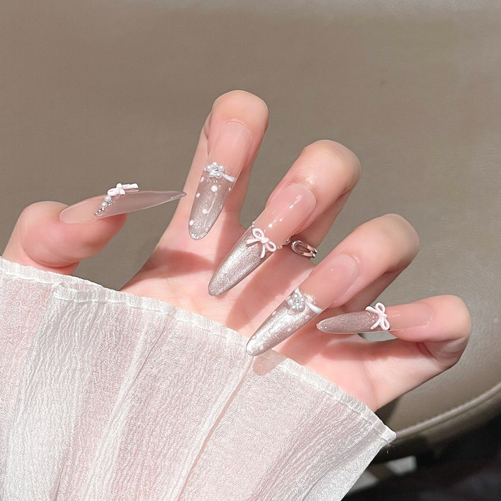 Glamorous Crystal-Studded Stiletto Press-On Nails Bowlift