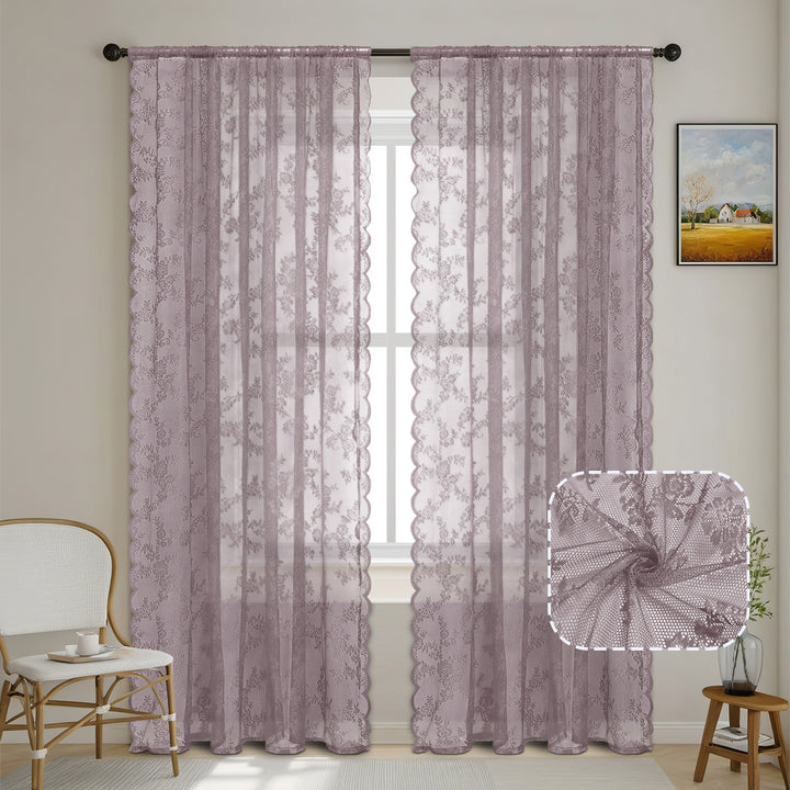 Elegant Floral Lace Window Drapes