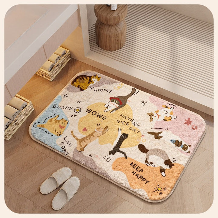 Cat-Themed Plush Bathroom Mat