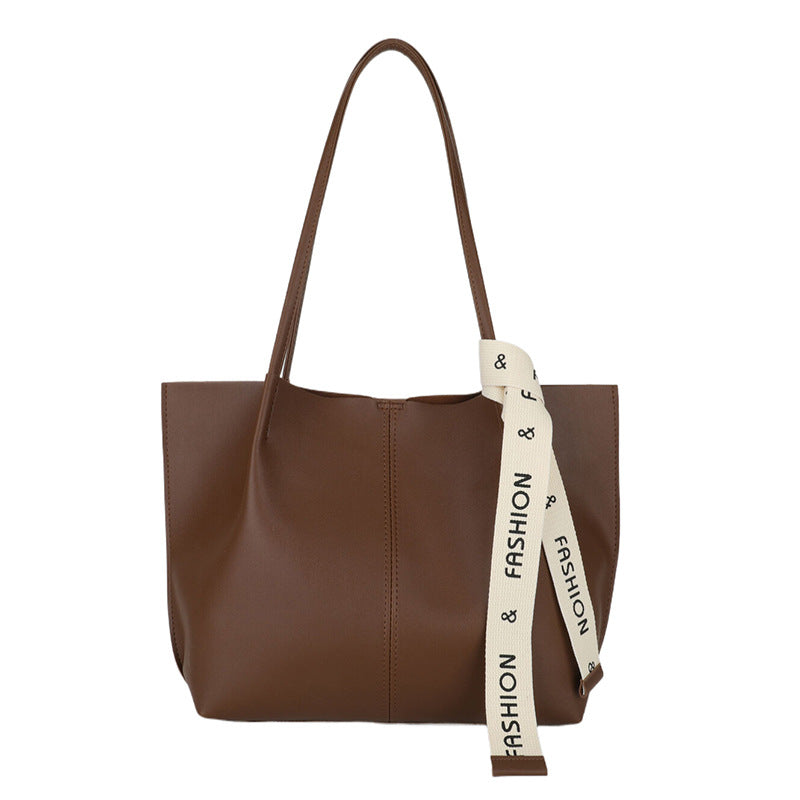Stylish Faux Leather Tote Bag with Textured Strap