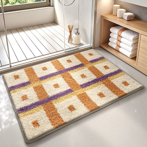Plush Striped Bath Mat Bowlift