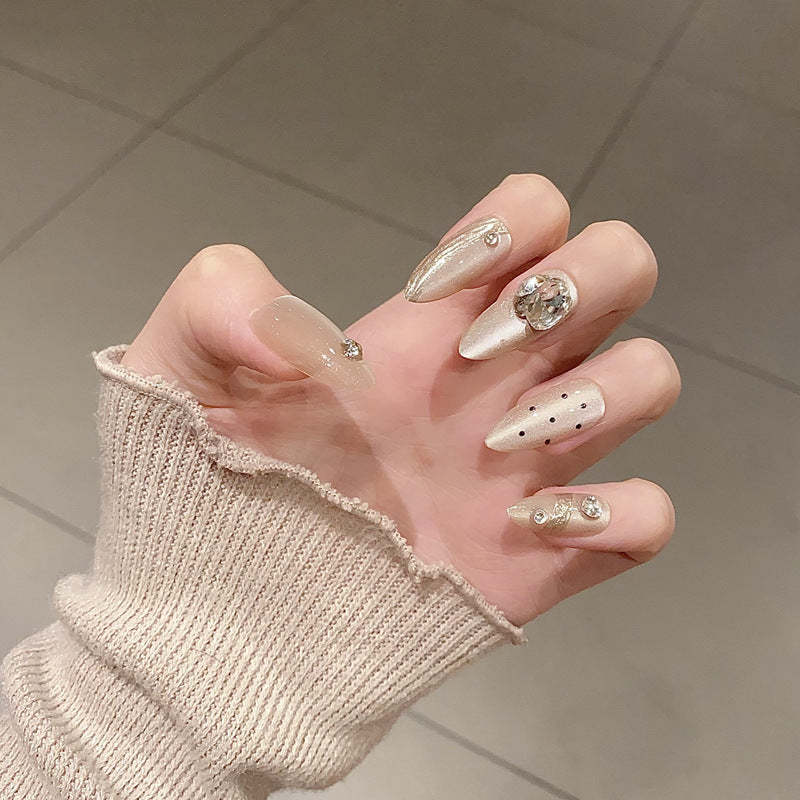 Elegant Long Press-On Nails Set with Artistic Tips Bowlift