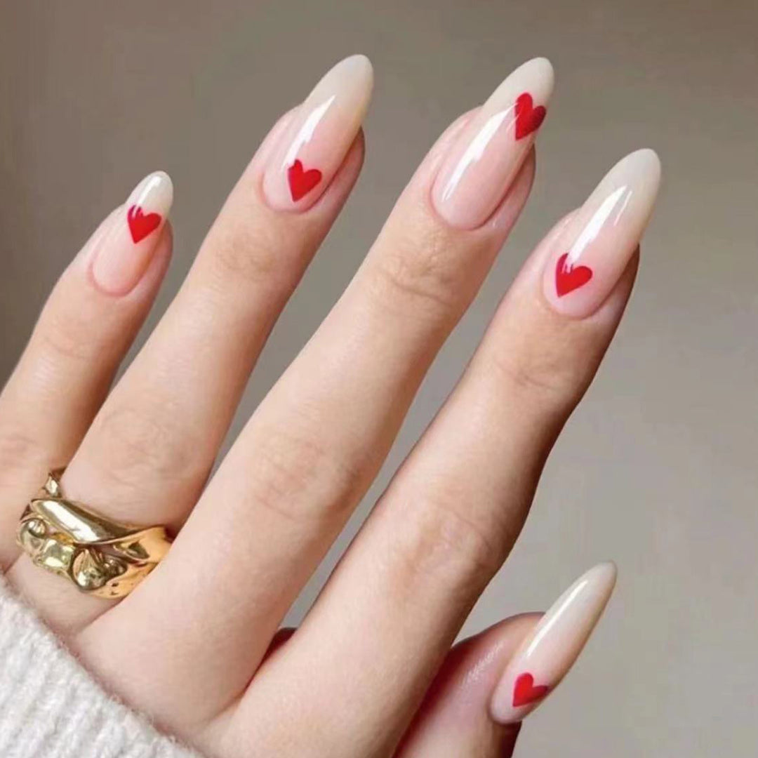 Heart-Themed Press-On Nail Art Bowlift