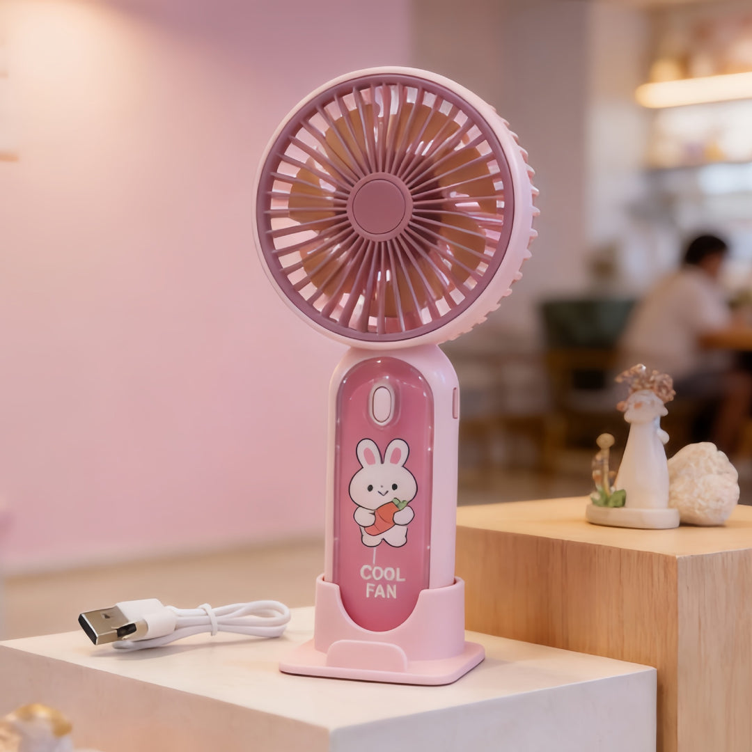 Women's Portable Mini Hand Fan with Funny Bear Design Bowlift