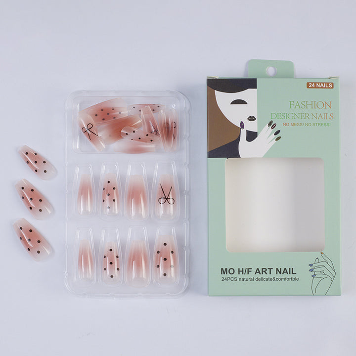 Artificial nails with modern dot design and elegant accents Bowlift