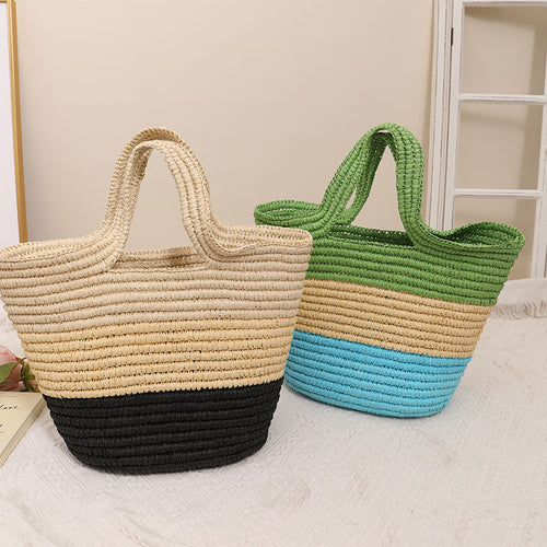 Handcrafted Durable Beach Bag with Cheerful Zigzag Pattern Bowlift