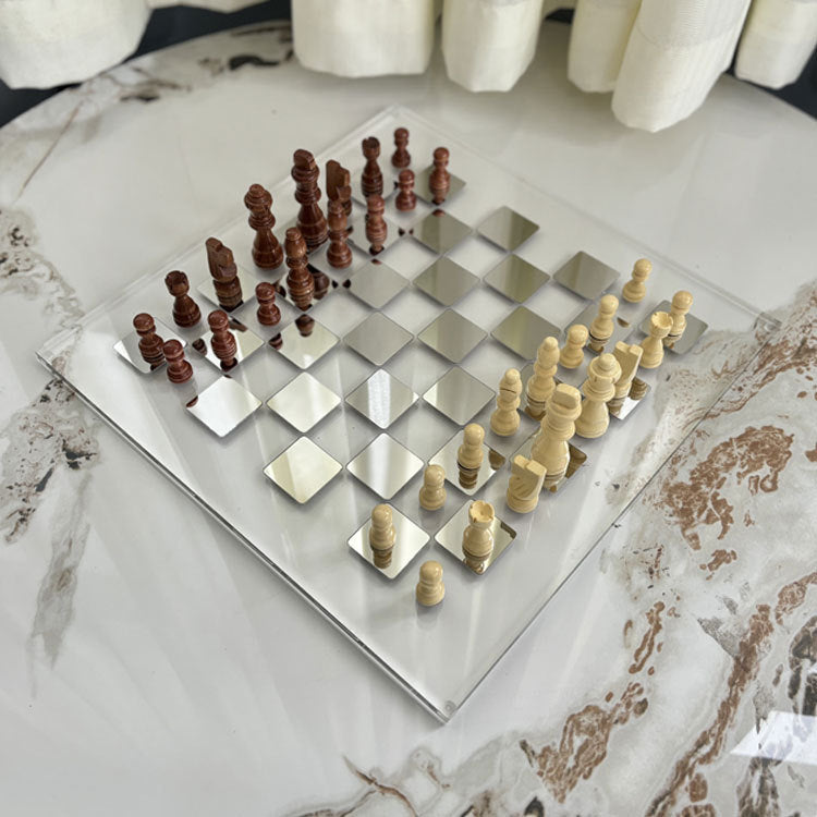 Elegant Decorative Glass Chessboard