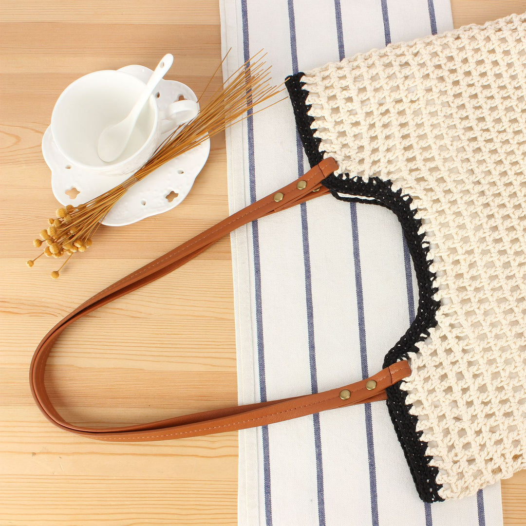 Elegant Handcrafted Basket Bag with Wide Leather Handle Bowlift