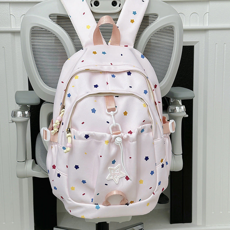 Backpack with Colorful Star Pattern and Versatile Compartments Bowlift