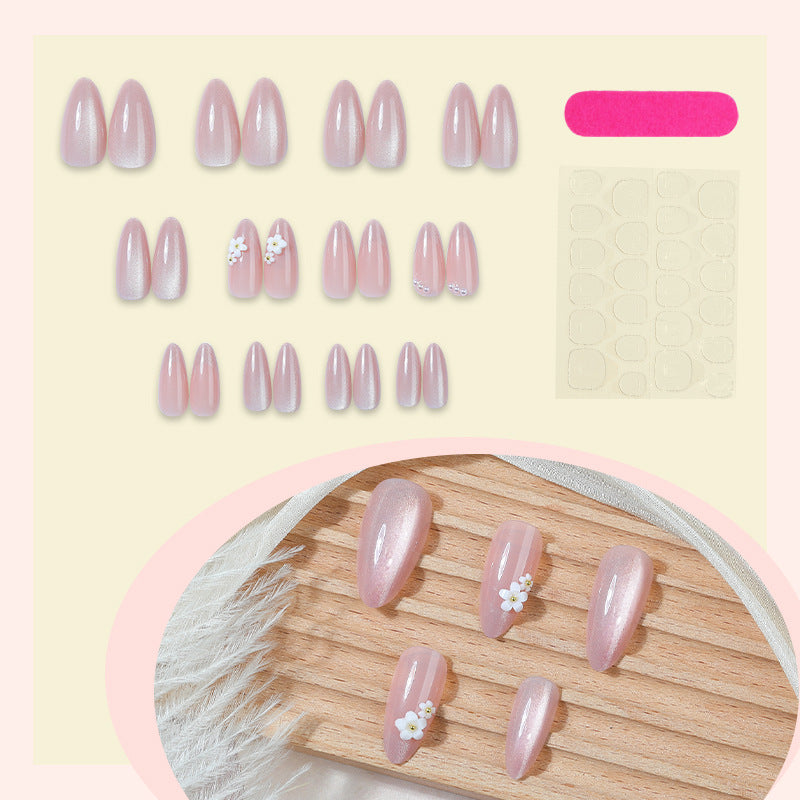 Decorative Press-On Nail Art Set with Elegant Floral Accents Bowlift