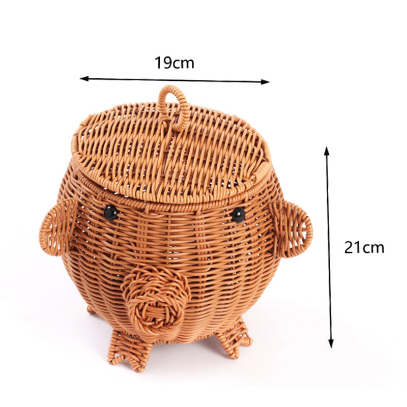 Decorative Animal-Shaped Woven Storage Basket Bowlift