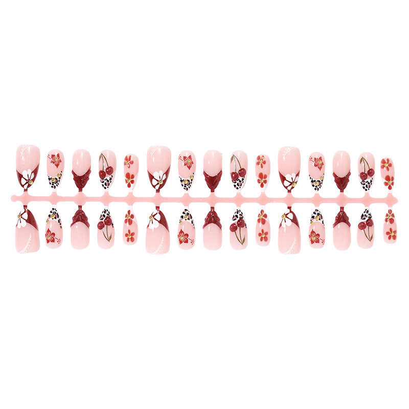 Creative Nail Design Set with Elegant Flower and Leopard Elements Bowlift