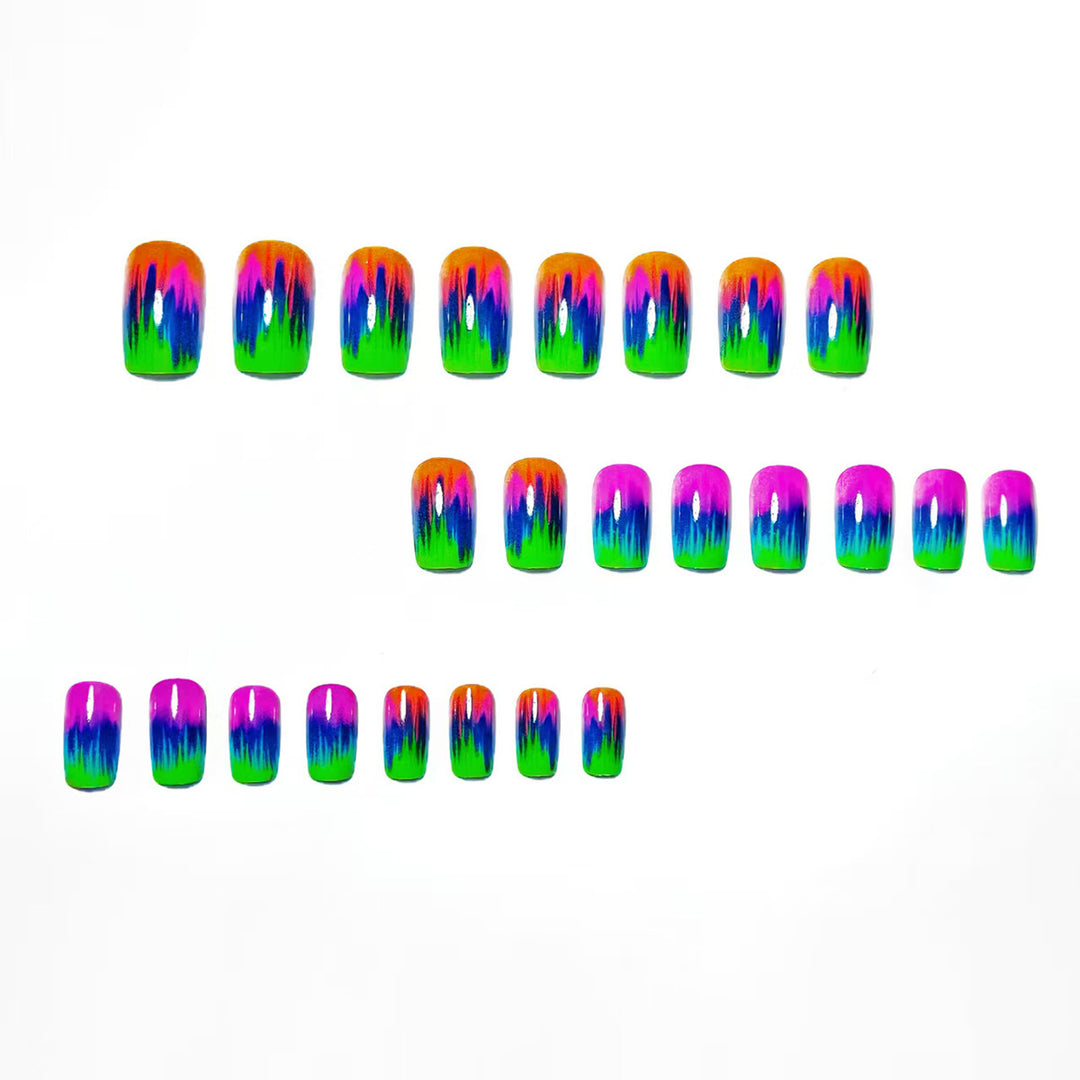 Creative Nail Art in Modern Neon Gradient Design Bowlift