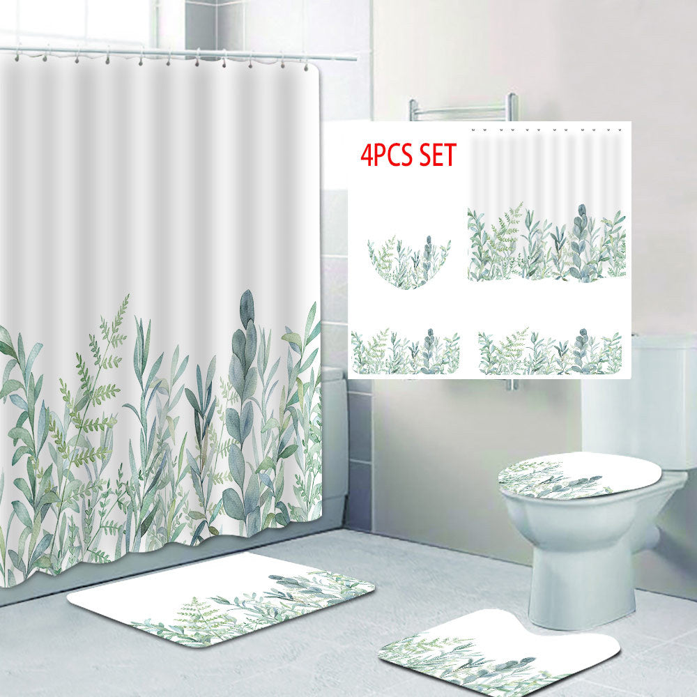 Botanical Leaf Pattern Shower Curtain Bowlift