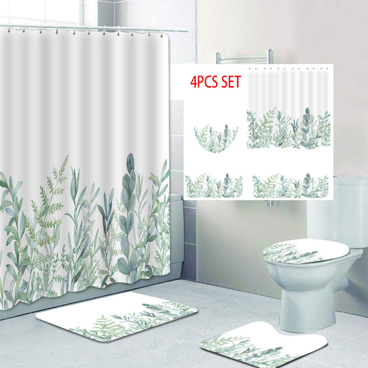 Botanical Leaf Pattern Shower Curtain Bowlift