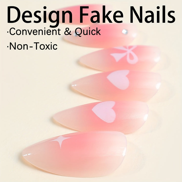 Artificial Nail Set with Romantic Design Bowlift