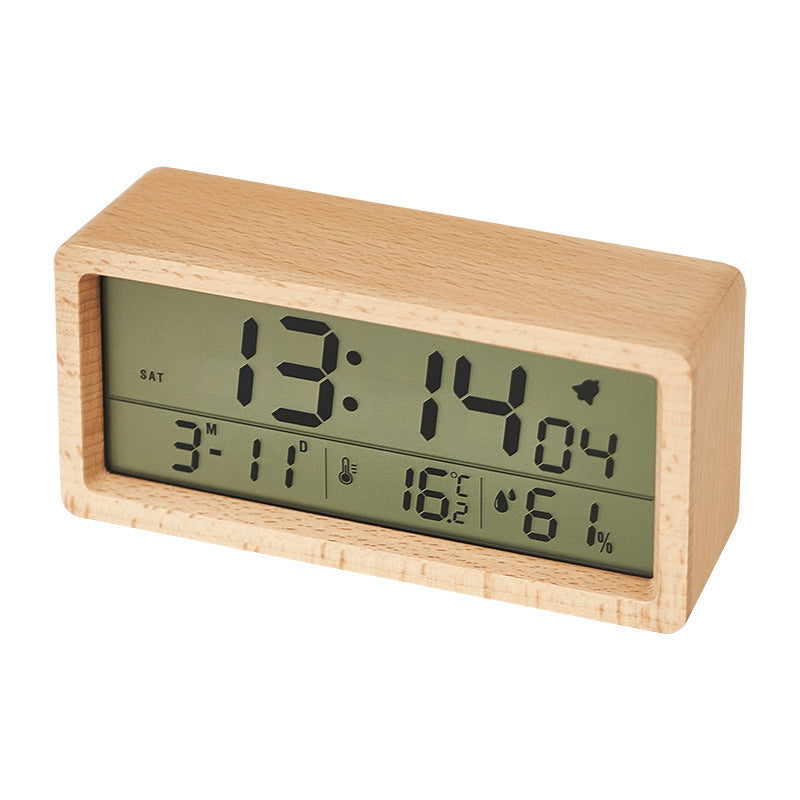 Digital alarm clock with wooden case Bowlift