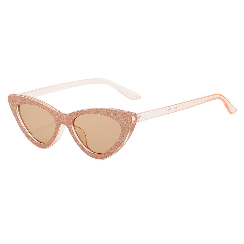 Ladies Cat-Eye Sunglasses with Glamorous Glitter Frame Bowlift