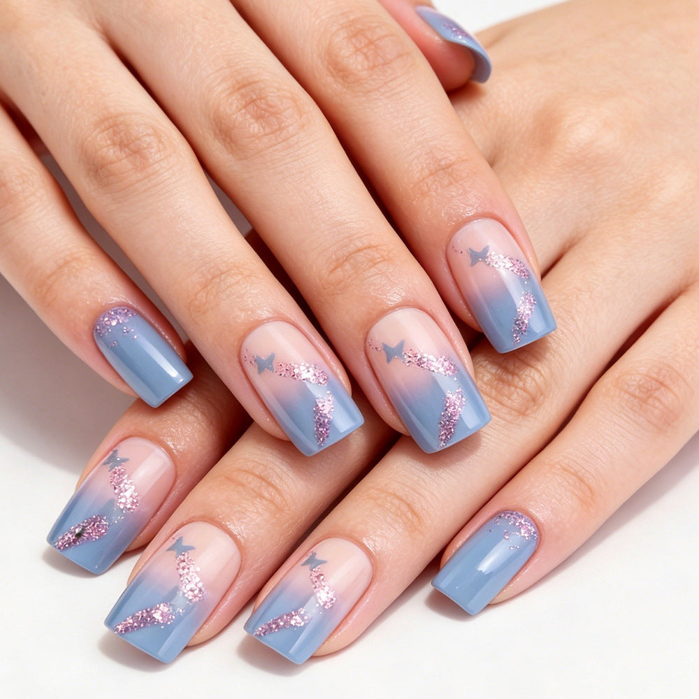 Artistic Glitter Ombre Press-On Nails Bowlift