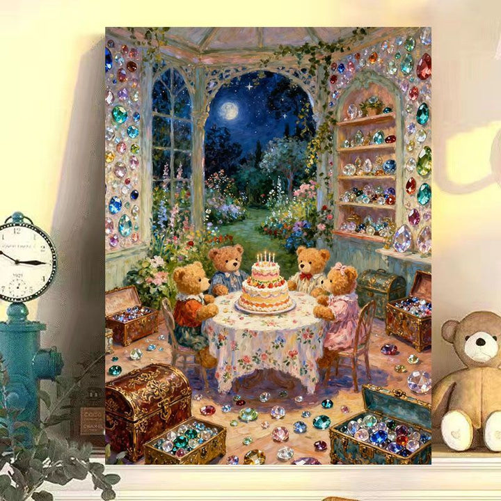 Whimsical Rabbit Scene Canvas Art Print Bowlift