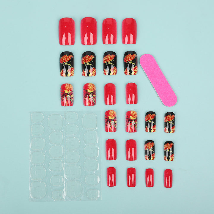 Artistic Nail Tips in Floral Design Bowlift