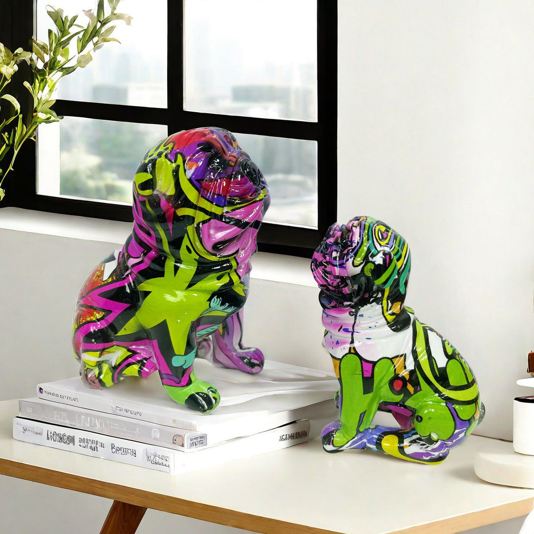 Creative bulldog figurine made of hand-painted resin Bowlift