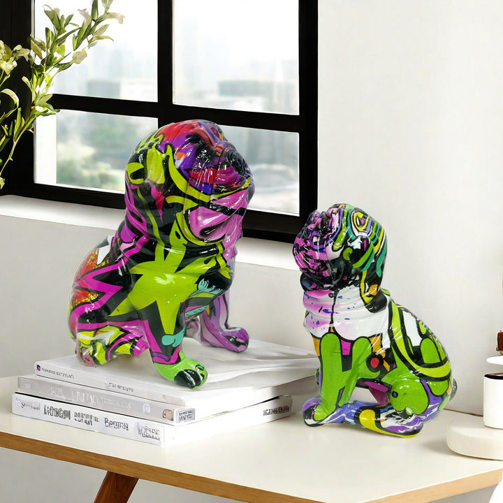 Creative bulldog figurine made of hand-painted resin Bowlift