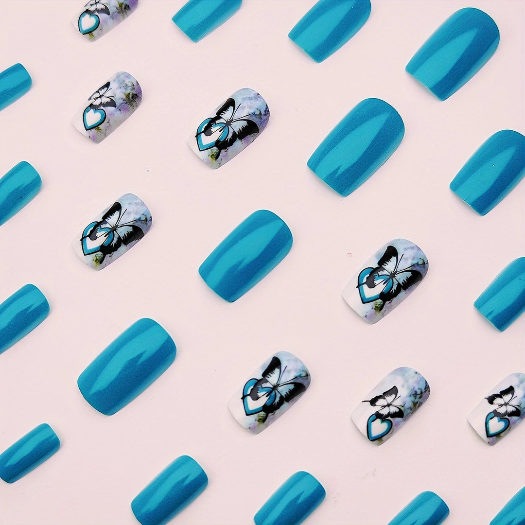 Artificial artificial nails with detailed butterfly design Bowlift