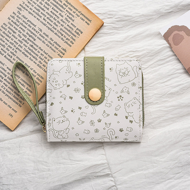 Cute Cat-Themed Zippered Coin Wallet Bowlift