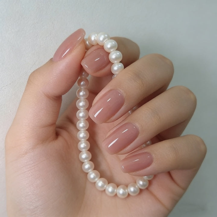 Glossy Natural Press-On Nails Bowlift
