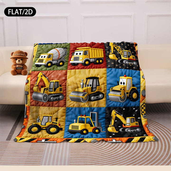 Construction-Themed Fleece Throw Blanket