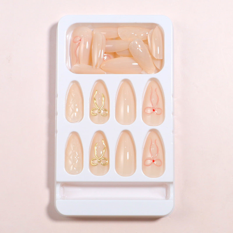 Decorative Press-On Nail Art Set with Bow Highlights Bowlift