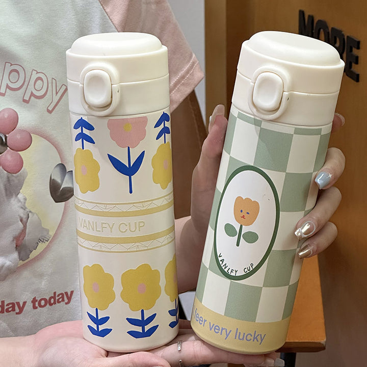 Ladies Insulated Bottle with Cute Floral Pattern Bowlift