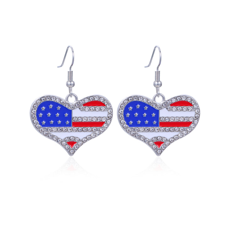 Women's star-shaped enamel earrings with USA flag motif and gold-plated fish Bowlift