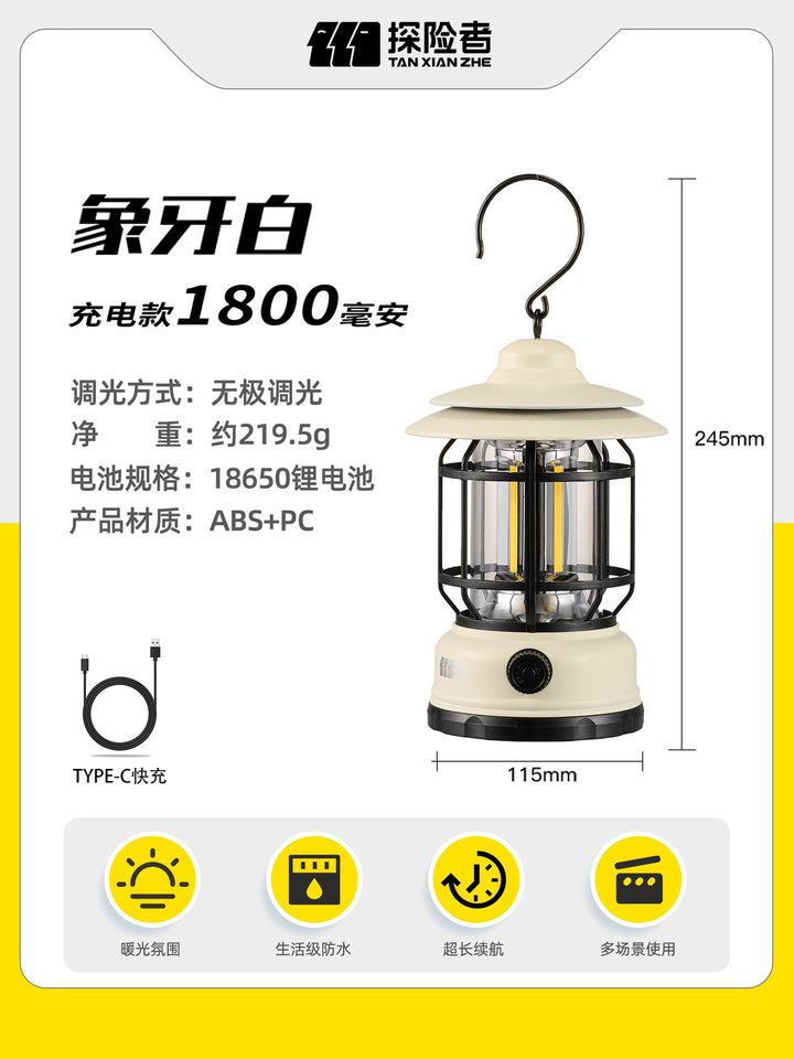 Portable Camping Lamp With USB-C Fast Charging Bowlift